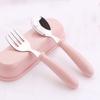 3 шт., детская ложка, вилка, коробка, детские столовые приборы из нержавеющей стали, портативная посуда для кормления ребенка, детские ложки, набор детской посуды