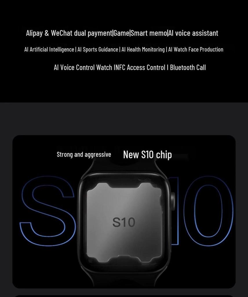 TS10 Smartwatch: Dual Payment, Sports Tracker, Bluetooth Navigation, Call Answering, Health Monitoring Bracelet.