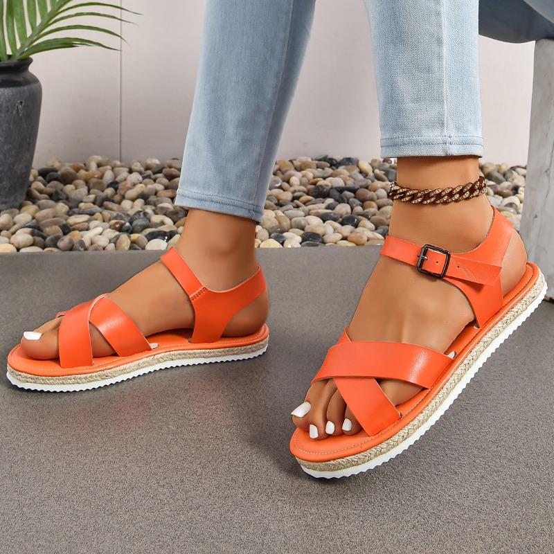 Летняя популярная женская обувь, модные однотонные женские сандалии с открытым носком, большие размеры, повседневные женские сандалии с одной пряжкой