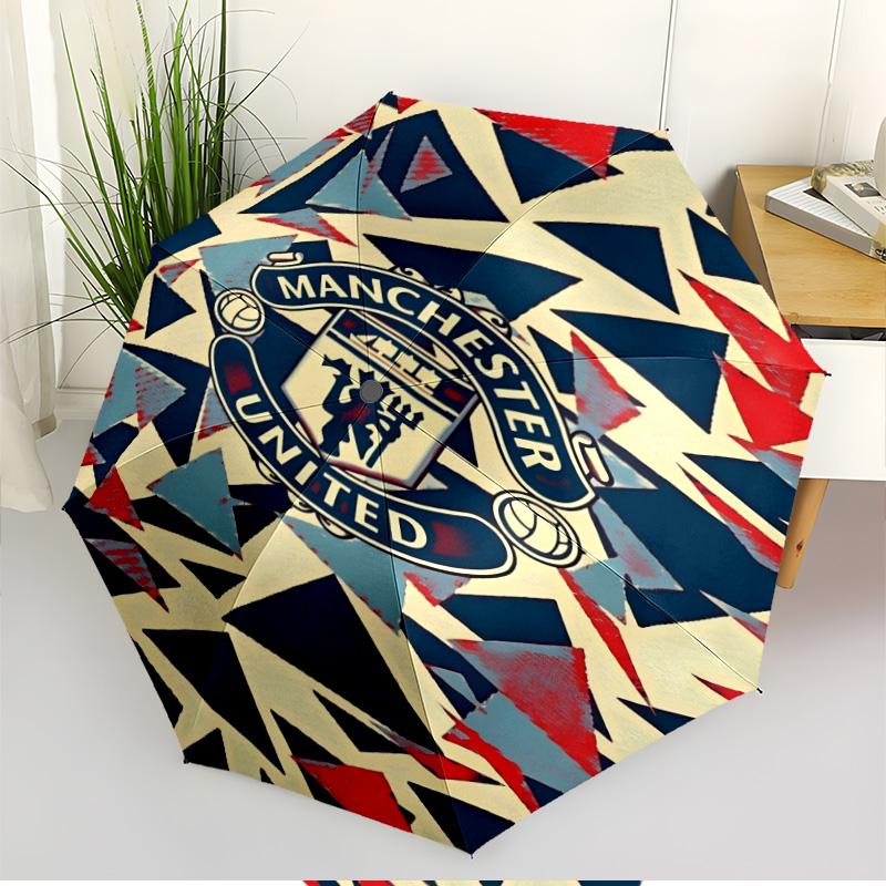 Football United F.C Print Automatic Open Close Umbrella, Portable Foldable Umbrella, for Outdoor Commute Camping Trip, Ideal Birthday Gift