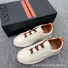 "New Men's Autumn Cowhide Slip-On Casual Deerskin Sports Shoes - White"