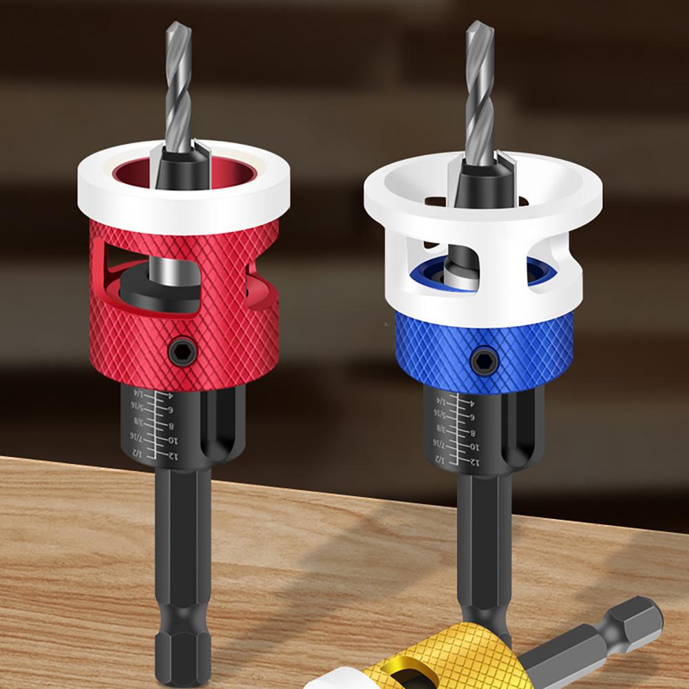 Mdf Drill Bit Set Countersink Drill Bits Set with Adjustable Depth Stop Collar Tct Alloy Dual-flute Two-flute Bits Aluminum