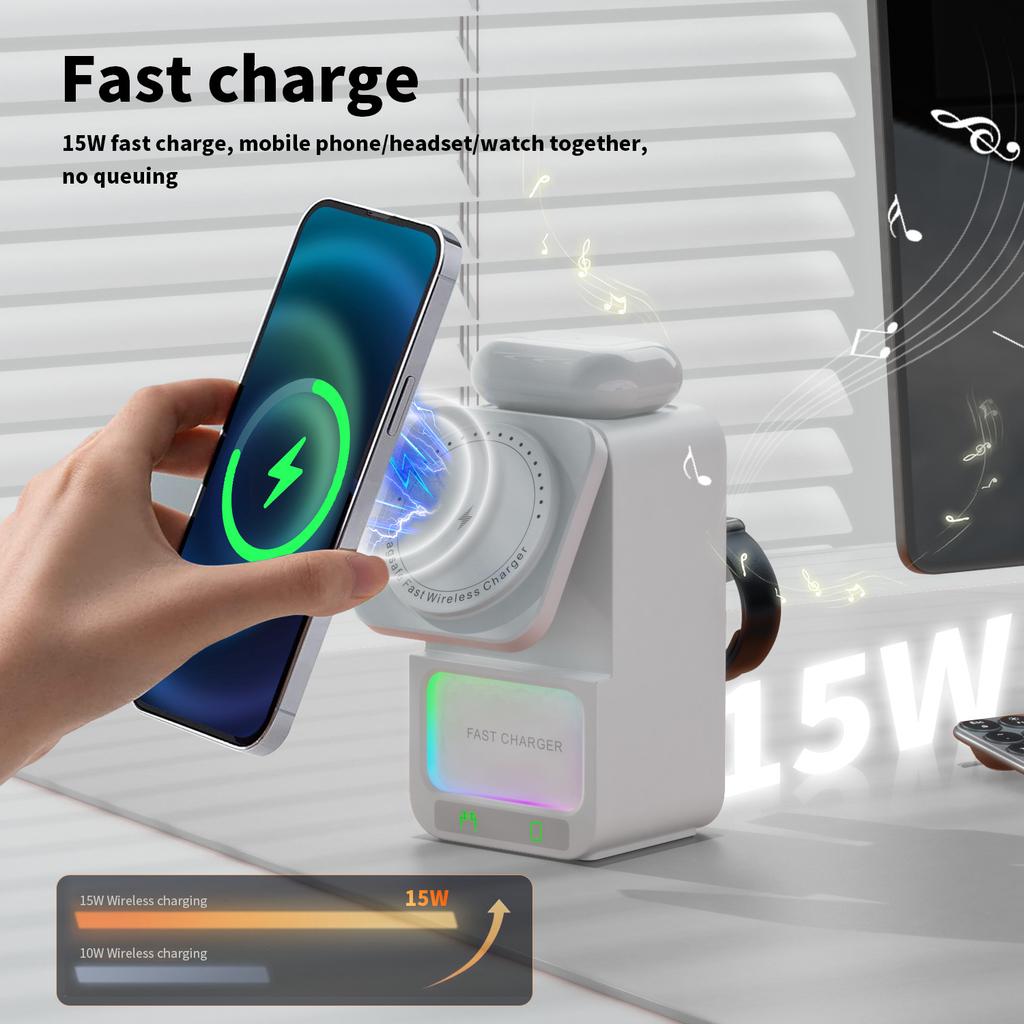 Bluetooth Speaker 5-in-1 Wireless Charger 2024 New Multifunctional Wireless Charger Compatible with Apple 16/15/14