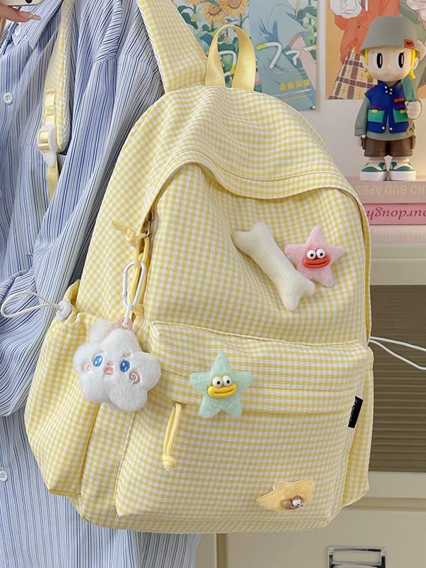 Высококачественный мягкий клетчатый рюкзак для девочек, предназначенный для поездок за границу — вместительный, подходит для учащихся средних, старших классов и студентов колледжей.