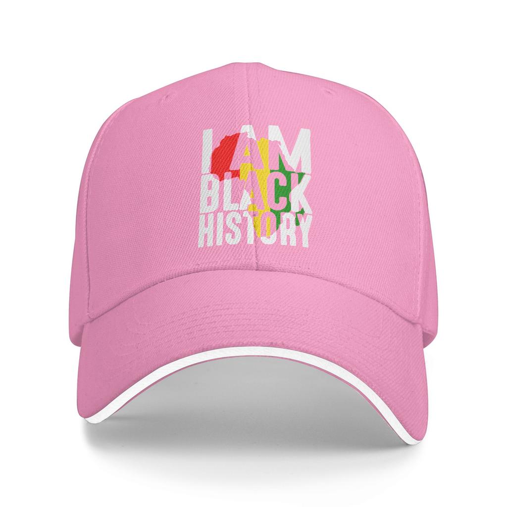 I am Black History Map of Africa RBG Colors African American Baseball Cap Outdoor Gym Trucker Hat Stylish Print Snapback Cap