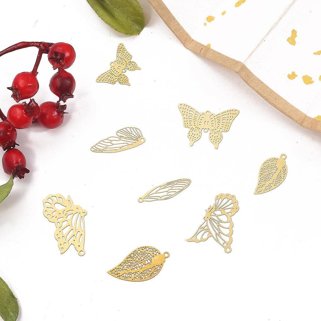 10 шт. Медные бабочки крылья лист амулет DIY аксессуары фурнитура принадлежности для изготовления ювелирных изделий