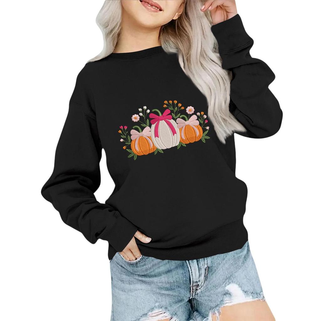 Kids' Fashion Loose-Fit Casual Long-Sleeve Christmas Print Oversized Crewneck Sweatshirt