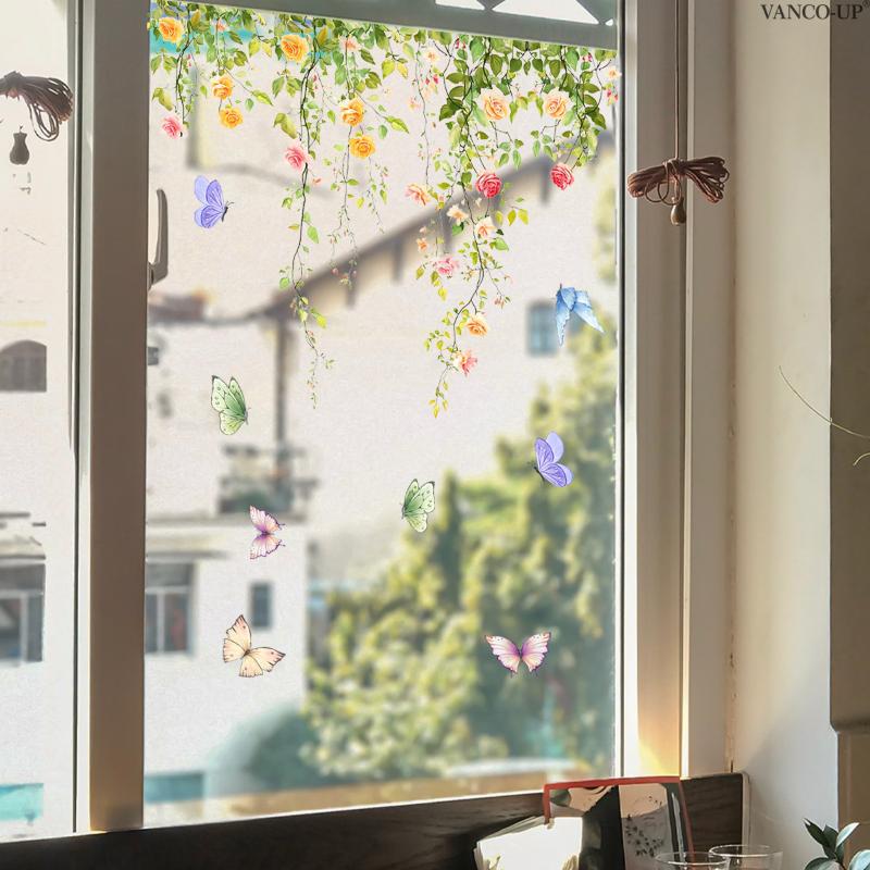 3D Тюльпан Цветок Наклейки на Окно Статичные Водонепроницаемые Цветочные Наклейки Декор Окон Для Дома Спальни Ванной Комнаты Стеклянное Украшение
