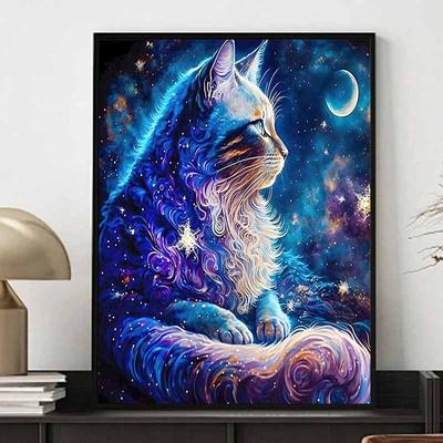 Новое поступление 5D DIY Полная круглая алмазная живопись "Звездный кот" Вышивка крестом Домашний декор Подарок