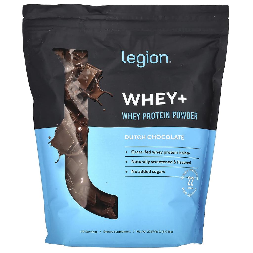 Legion Athletics Whey+, Whey Protein Powder, Dutch Chocolate, 5 Lbs (2,267.96 G)