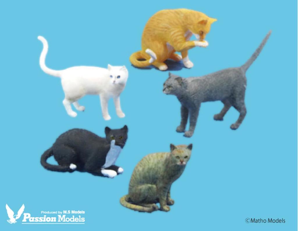 passion models Кошки, одобренные любителями кошек Набор Смола Неокрашенный Кит 1/35 5 штук P35T-023 (животные)