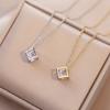 Cube Hollow Pendant Stainless Steel Necklace Woman Korean Version of The Wild Pendant Clavicle Chain