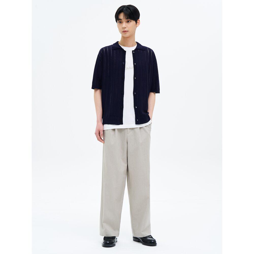 8SECONDS Linen Blended Wide Fit Pants Beige