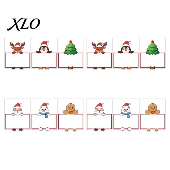 Festive Table Decor Christmas Party Place Card Holders, Cartoon Santa Reindeer Name Tag Stands Seat Markers for Seating, DIY Write-On Decor,
