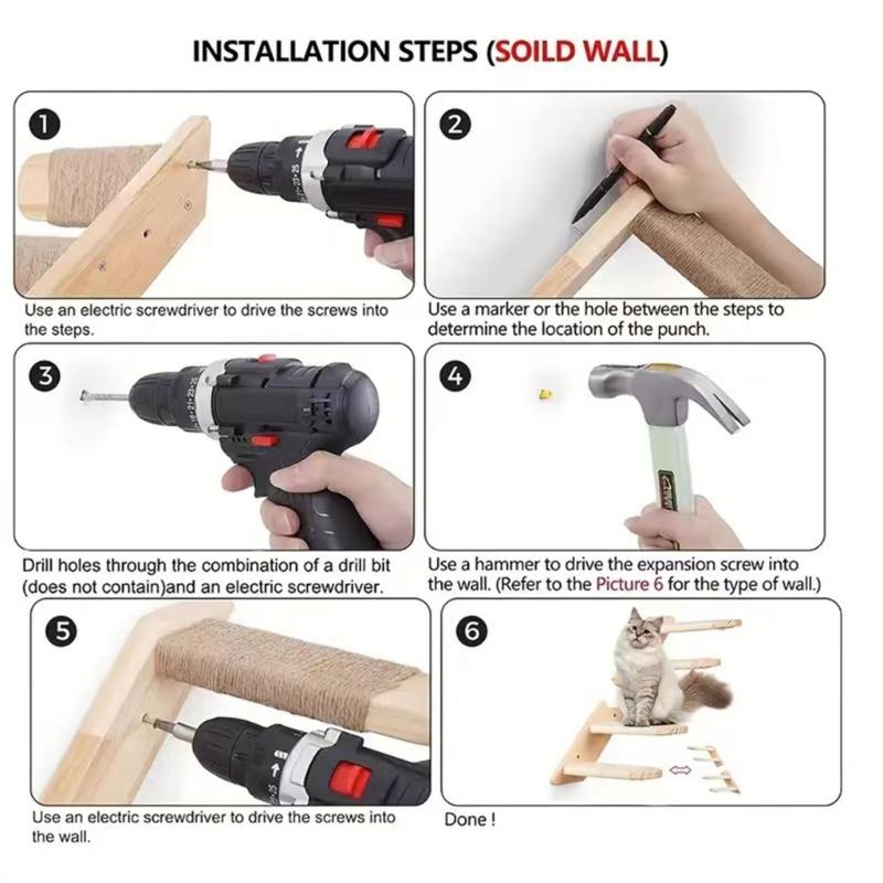 Натуральное дерево Кошки Лестница для лазания Настенная Эффективный по пространству Дизайн Игрушка-активность Для маленького дома И развлечения питомца