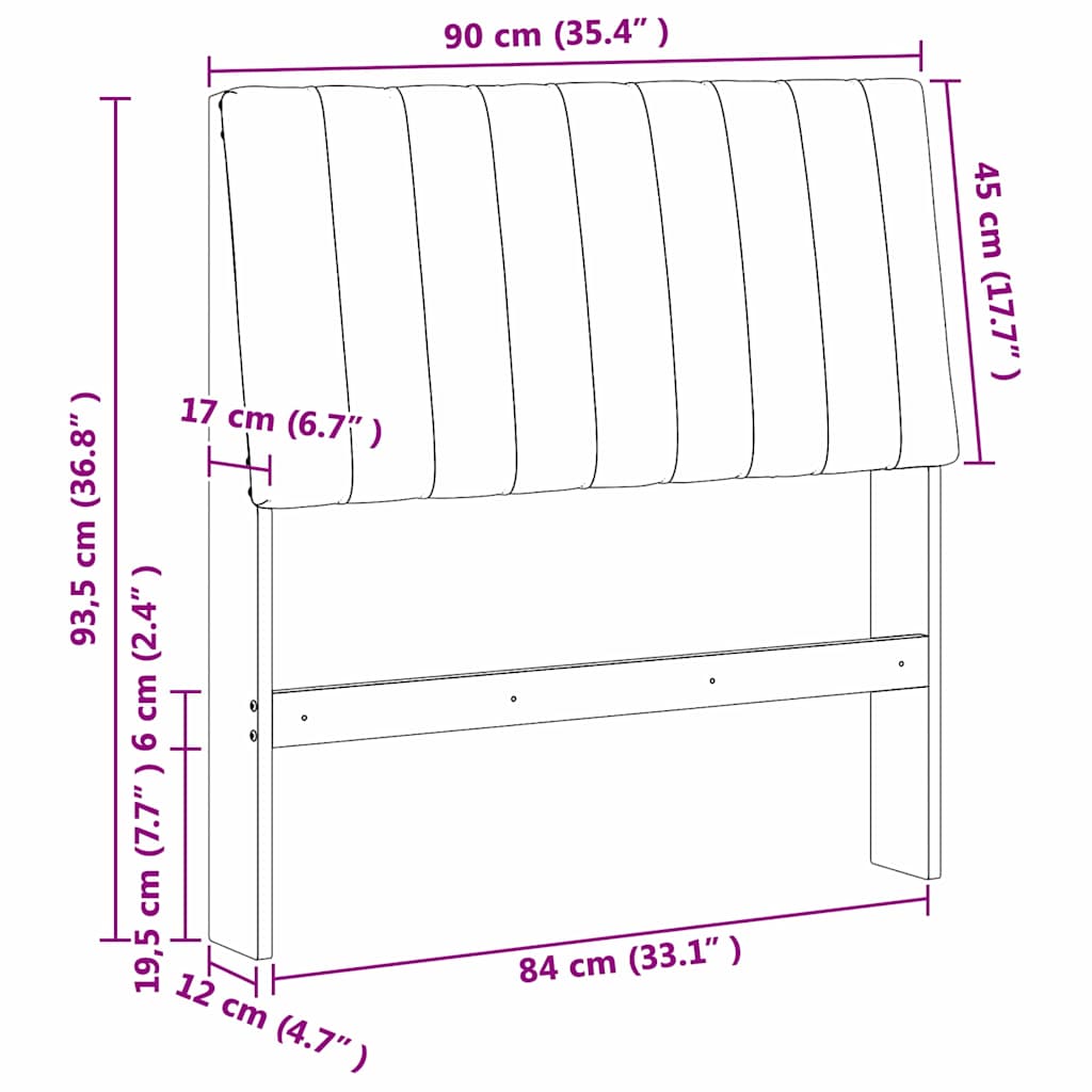 Upholstered Headboard Taupe 90 cm Solid Pine Wood