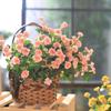 Artificial Small Rose Wildflowers Fake Flower Bouquet Outdoor  Floral Garden Decor 3pcs (Blue)