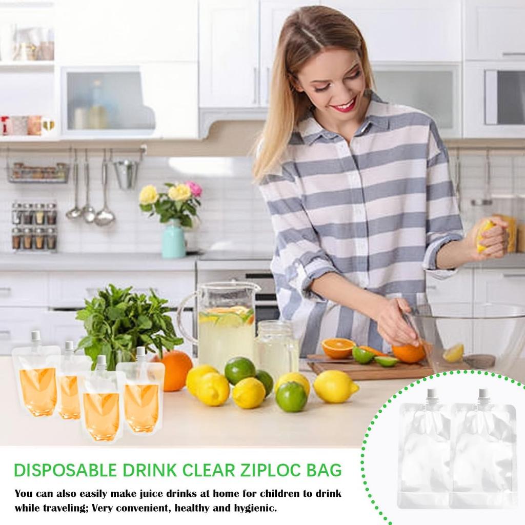 100-pack of 100ml drink pouches – portable jelly pouches suitable for coffee and drinking water; ideal for outdoor activities, travel and parties; 3.
