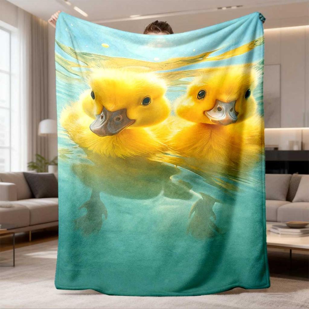2026 Latest Flannel Blanket Cozy Yellow Duck Print Flannel Throw Blanket Soft, Reversible, AllSeason Comfort for Couch, Bed, Office, and Travel Perfec