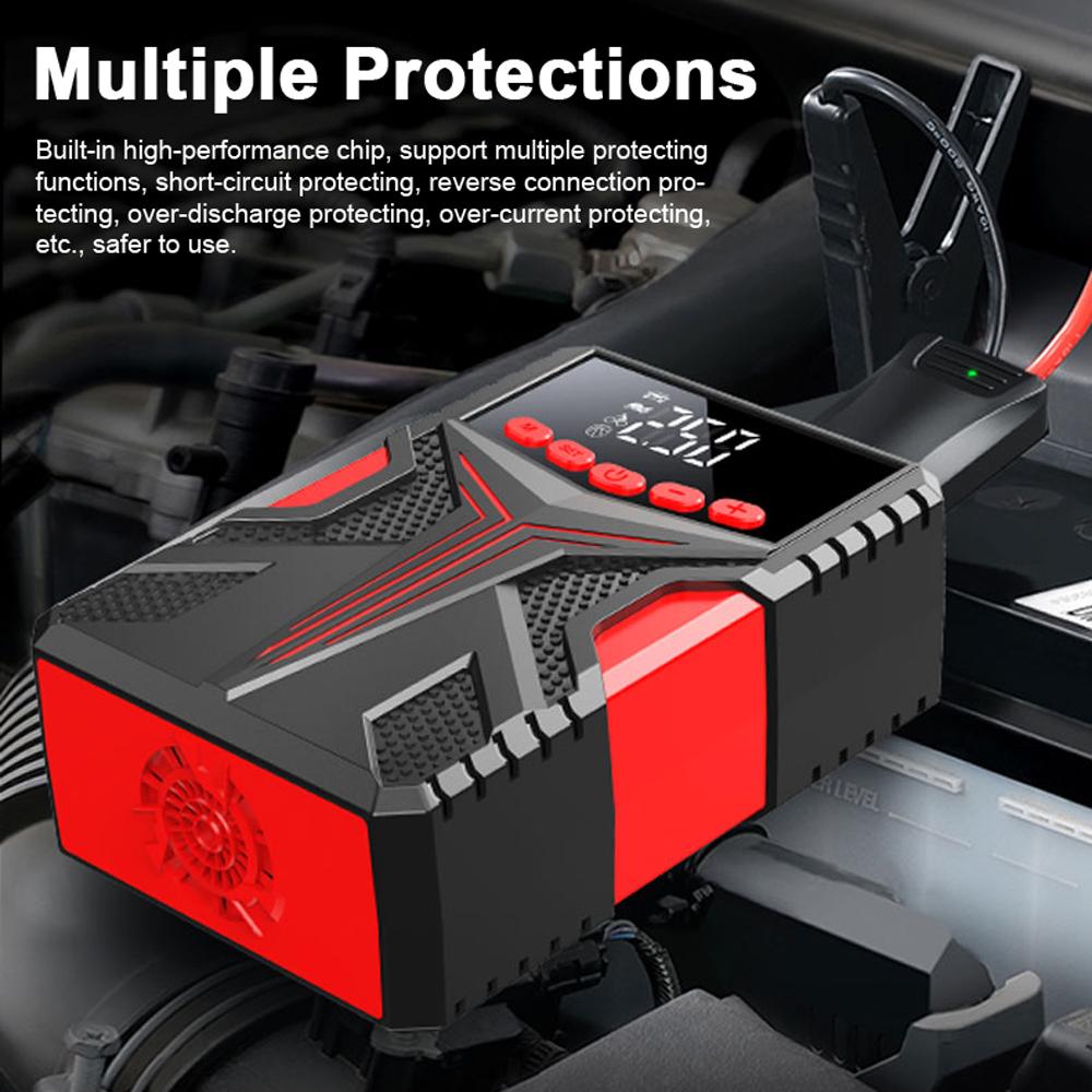 Многофункциональное пусковое устройство с воздушным компрессором, 2000 А, дополнительный аккумуляторный блок питания (До 6,5 л