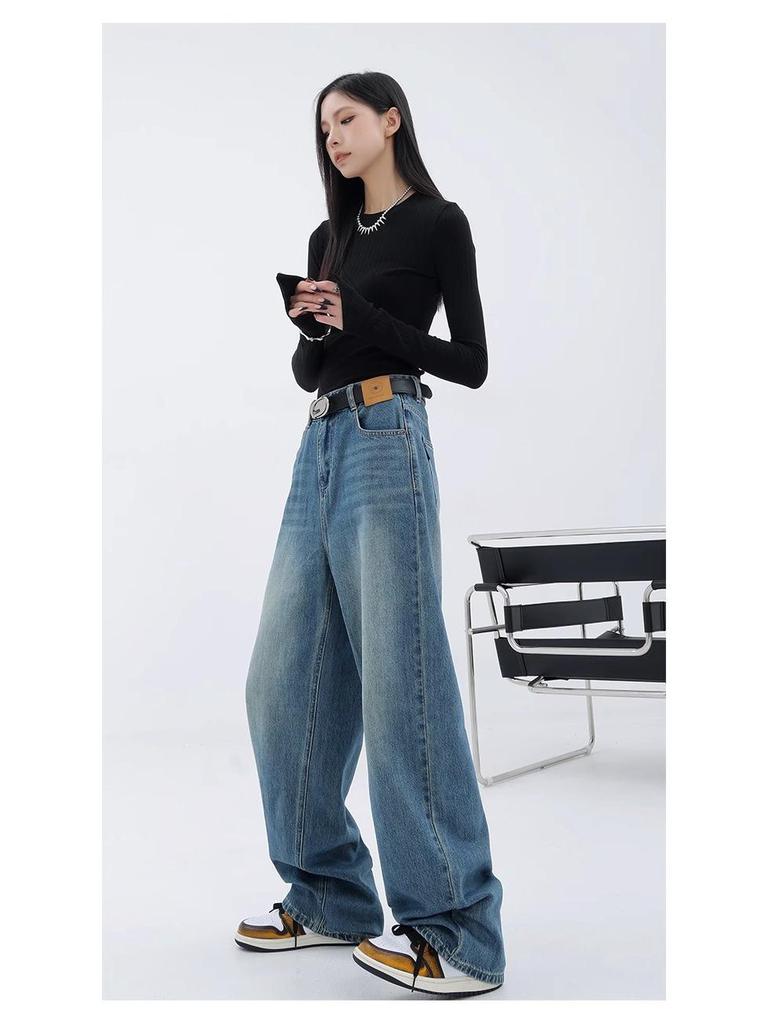 Женские джинсы с высокой талией, широкие, грушевидной формы — Большие размеры, утягивающие, летний свободный крой