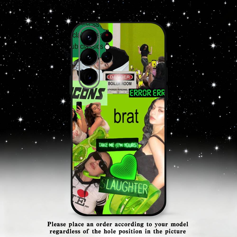 Чехол для телефона C-Charli X-XCX B-BRAT для Samsung S25, S24 Ultra, S20, S30 plus, S22 plus, S23, S30 Ultra 5G, силиконовый, черный