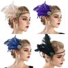 New Party 1920s Flapper Headband Feather Hair Band Dress Accessories Rhinestone Pearl