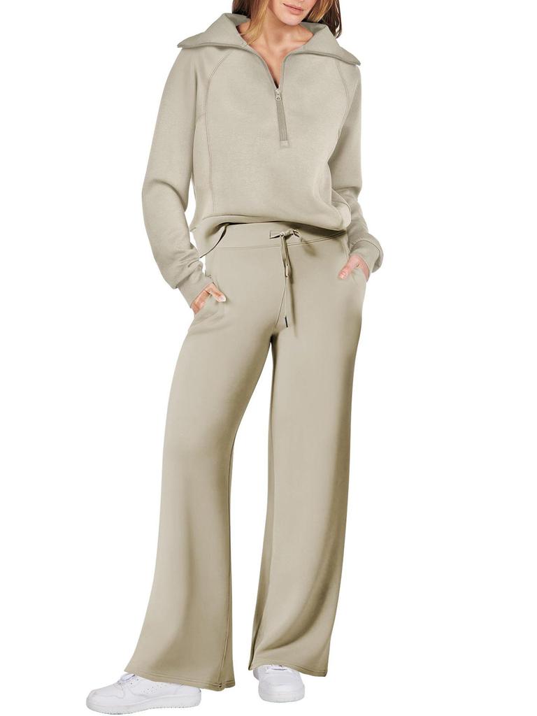 2023 Spring/Autumn Casual Sports Zipper Hoodie & Wide-Leg Pants Set