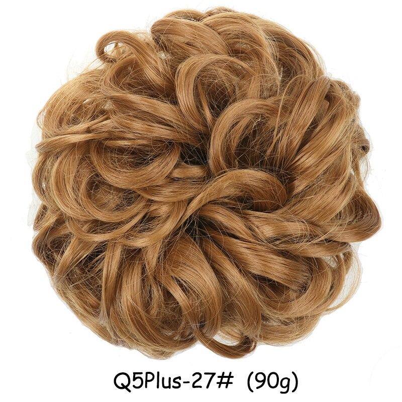 MISS WIG Women Messy Chignon Donut Hair Bun Fake Hair Elastic Chignon Synthetic Fiber Hairpiece Gray Black Brown Color