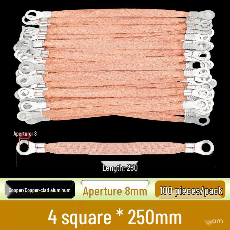 Cable de tierra trenzado de aluminio revestido de cobre para bandejas portacables, con accesorios incluidos.