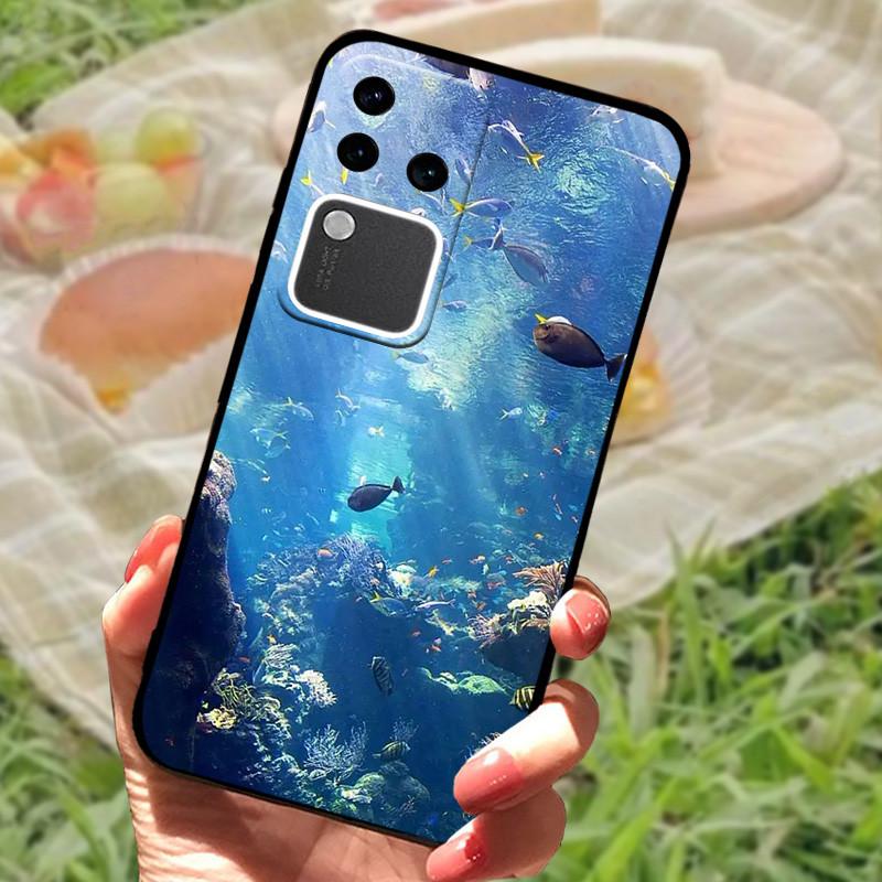 Чехол для Vivo V30 Pro Чехол для Vivo V30 Lite Ударопрочный Силиконовый Мягкий Мраморный Черный Бампер Funda Coque для Vivo V30 V2318 Оболочка Телефона