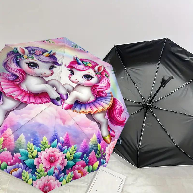 1PC Unicorn Umbrella-8-Rib Reinforced, Automatic Open, Lightweight & Durable, Fashion Accessory for Outdoor, H0394