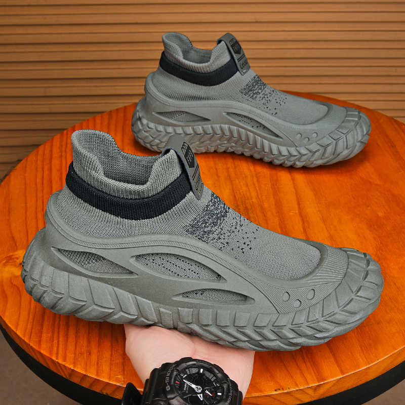 Мужские спортивные плетеные кроссовки радужной расцветки без шнурков с высоким верхом, обувь больших размеров для мужчин, модель 2025g, уличные 2025