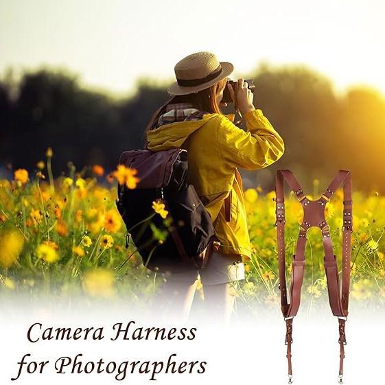 Регулируемый противоскользящий плечевой ремень для камеры из коровьей кожи