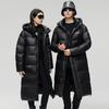 Выше колена, черный, золотой, стильный пуховик с капюшоном для пар, экстремально холодный, новый зимний стиль, утолщенный пуховик для мужчин и женщин