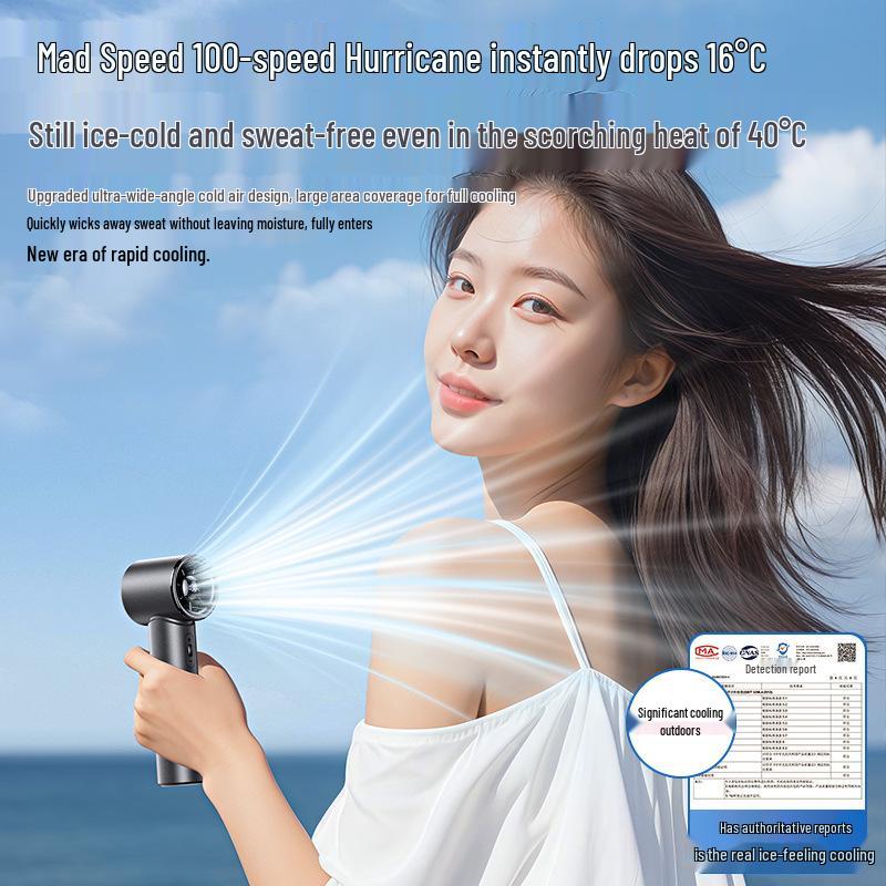 Turbo Handheld Rechargeable High-Speed Silent Outdoor Fan with Long Battery Life
