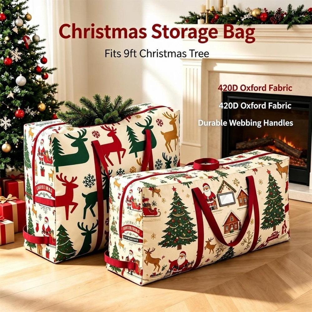 Cartoon Print Christmas Tree Storage Bag Oxford Cloth Christmas Ornament Storage Bag Ornaments