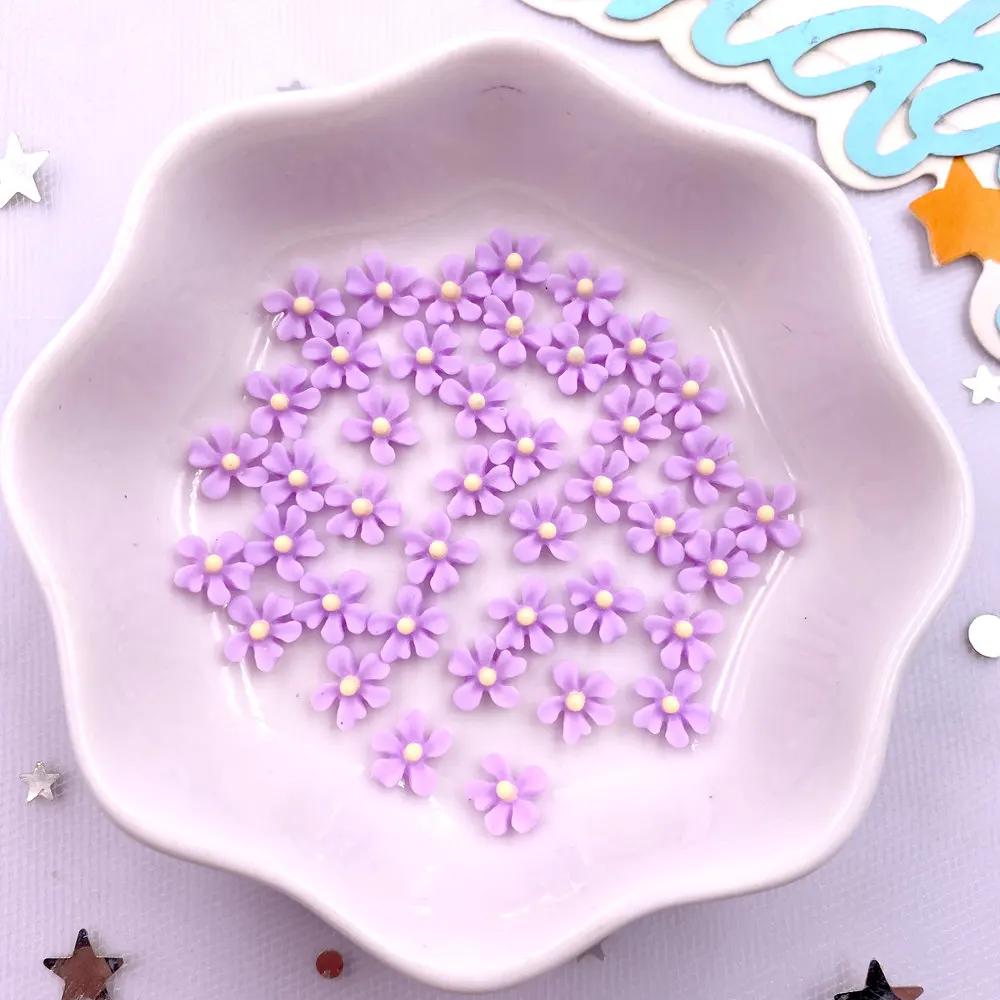 100Pcs 7mm Resin 3D Colorful Mini Osmanthus Flower Gems Flat Back Stone Scrapbook Jewelry Wedding Applique Nail Art Decor Crafts