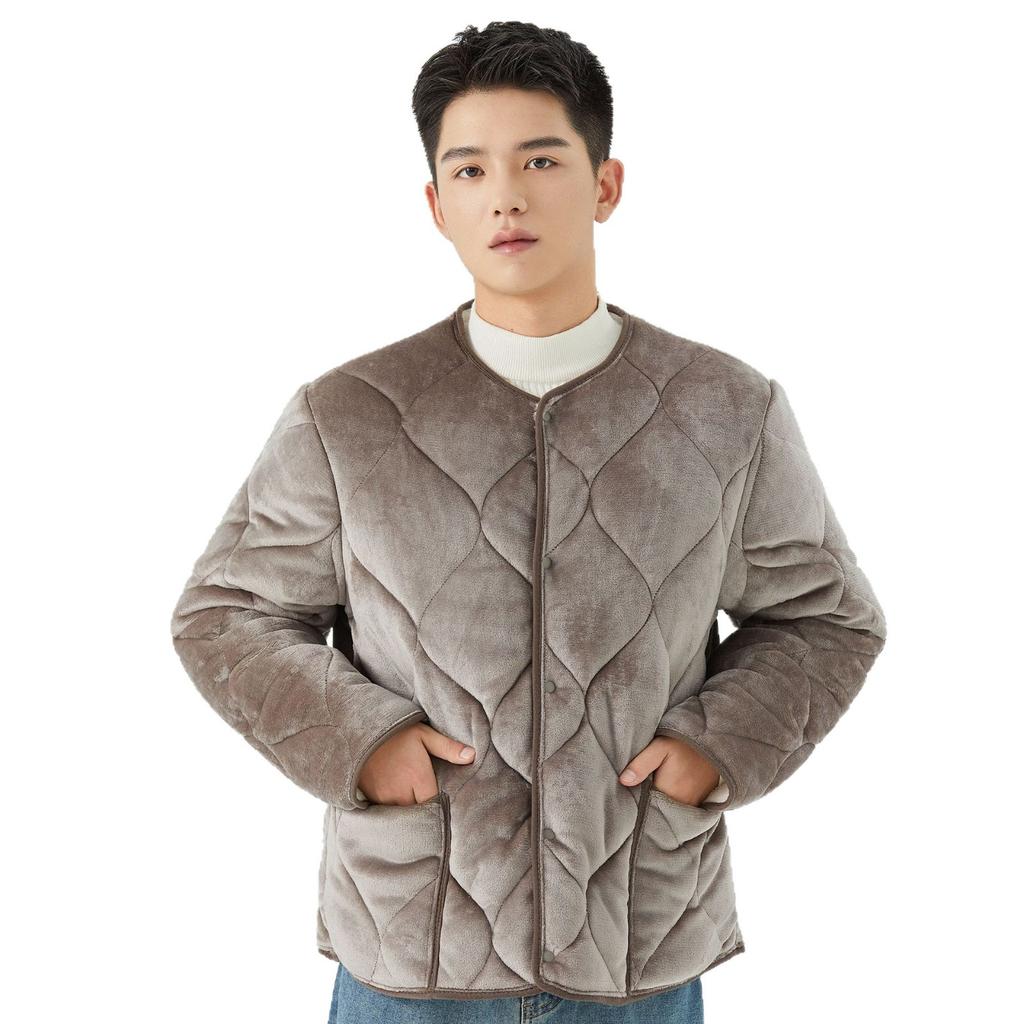 Зимняя теплая куртка для мужчин для улицы и дома, ветрозащитная, на полной молнии, с подкладкой, с длинными рукавами, с карманами, мужские толстые флисовые стеганые куртки для домашней носки