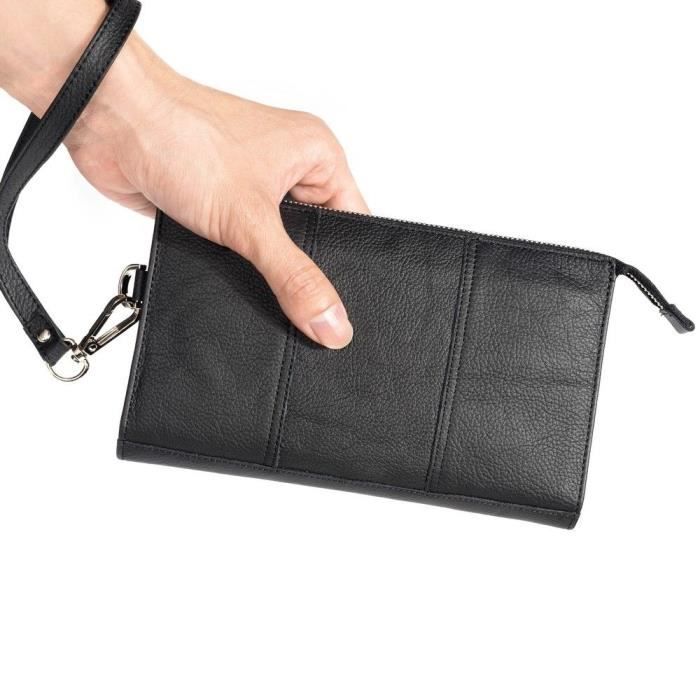 Etui Sac À Main - HAIER - W701 - Cuir Véritable - Noir - Multifonctionnel