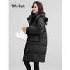 Женское длинное пуховое пальто-пуховик с капюшоном 2024