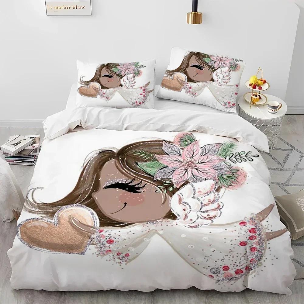 Cartoon Cute Ballet Girl Ballerina Comfortable Duvet Quilt Cover Pillowcase Bedding Set Children Bedroom Decoration Home Textile
