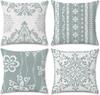 4Pcs Sage Green White Damask Floral Stripe Vintage Printed Pillow Cover Polyester Cushion Case 2D Flat Printing Pillowcase Now