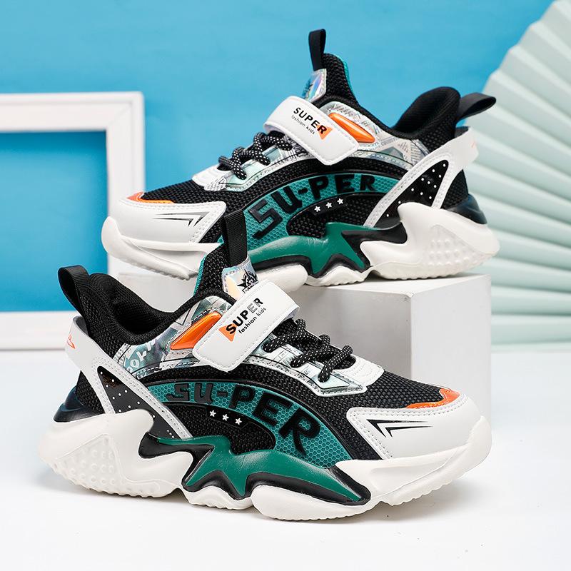 2025 New Children's Shoes Spring Mesh Sneakers Boys and Girls Velcro Comfortable Single Shoes Medium and Older Children's Tide Shoes