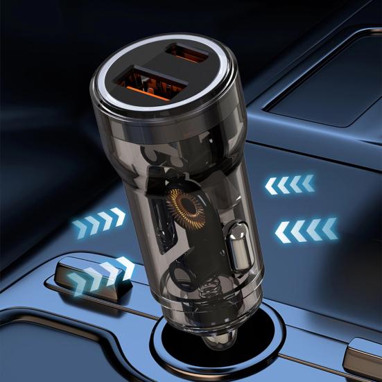 Автомобильное зарядное устройство USB-C с 2-портовым автомобильным адаптером Type-C. Огнестойкий огнестойкий адаптер для быстрой зарядки автомобильного зарядного устройства мощностью 48 Вт.