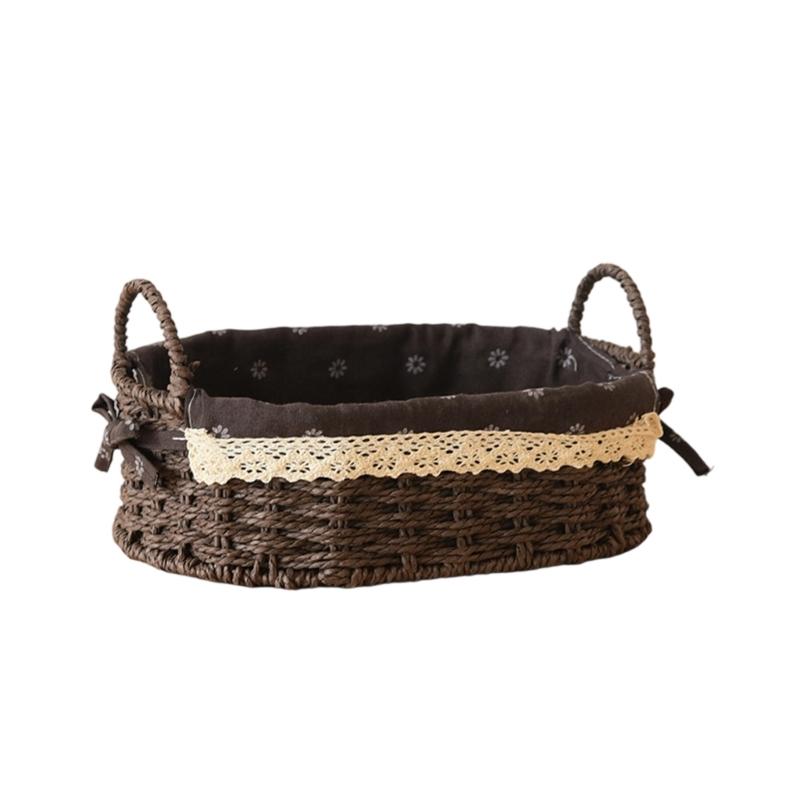 Woven Storage Basket Handmade Paper Rope Basket Storage Bin Woven Organiser Box For Living Room Entryway Bedroom Dresser