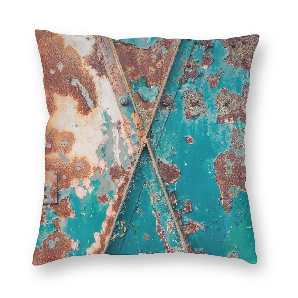 Teal And Rust Square Pillowcase Polyester Linen Velvet Pattern Zip Decorative Throw Pillow Case Home Cushion Cover