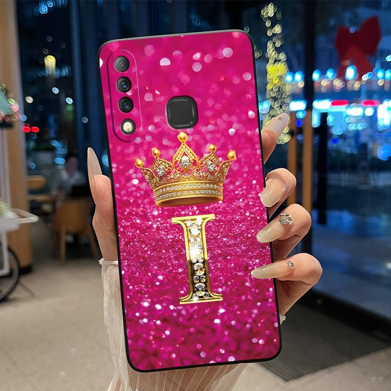 Красивый чехол-корона с буквами от А до Я для Infinix S4 Smart3 Plus X626 X267, черный, из мягкого силикона, противоударный
