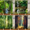 Modern 3D Printing Forest Shower Curtain Green Plant Tree Landscape Bath Curtain With Hooks For Bathroom Waterproof Scenery