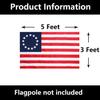 Embroidered Betsy Ross American US Flag 3x5 Outdoor-Made In USA 13 Star Colonies Flag Heavy Duty Durable Nylon US 13 Stars Flag Oxford Cloth Double